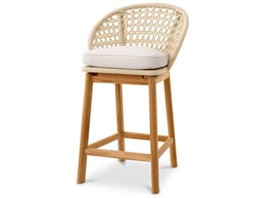 Eichholtz Outdoor Flores Off-white Natural Teak Cream Rope Counter Stool EIO118369