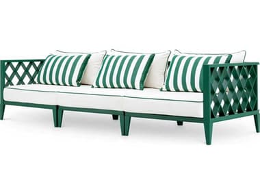 Eichholtz Outdoor White Finish Sunbrella Mineral Blue Sofa EIO119581