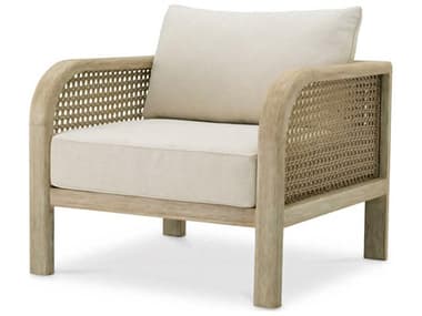 Eichholtz Outdoor Aged Teak Beige Rope Viola Sand Lounge Chair EIOA119249