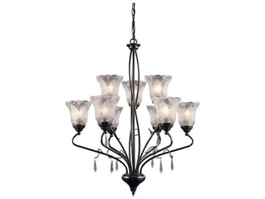 Elk Home Nouveau 9-Light Black Chrome Traditional Candelabra Chandelier EK08079BKC