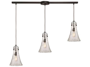 Elk Home Hand-formed Glass 3-Light Oil Rubbed Bronze Clear Bell Island Pendant EK105553L