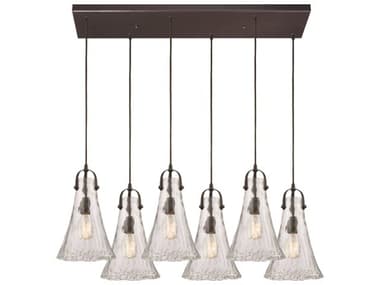 Elk Home Hand-formed Glass 6-Light Oil Rubbed Bronze Clear Bell Island Pendant EK105556RC