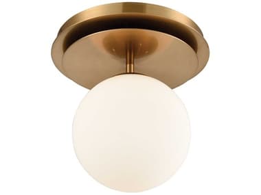 Elk Home Picfair 11" 1-Light Aged Brass White Glass Globe Semi Flush Mount EK1141089