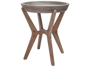 Elk Home 18" Round Silver Brushed Wood Tone Waxed Concrete End Table EK157034