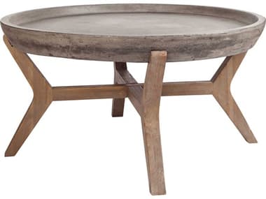 Elk Home Silver Brushed Wood Tone / Waxed Concrete 31'' Wide Round Coffee Table EK157035