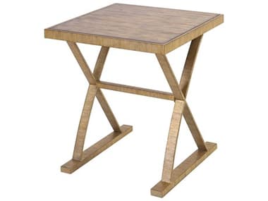 Elk Home Square Wood Bright Aged Gold Solid Brown Stained Pine End Table EK164005