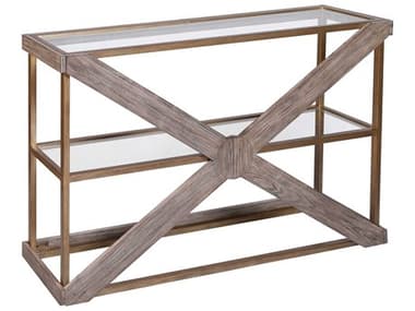 Elk Home Jordrock Rectangular Glass Gold Natural Console Table EK164011