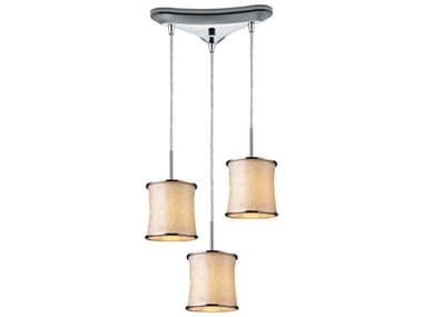 Elk Home Fabrique 3-Light Polished Chrome Brown Drum Mini Pendant EK200243