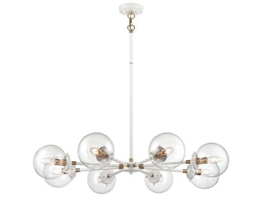 Elk Home Boudreaux 36" Wide 8-Light Matte White Satin Brass Glass Globe Chandelier EK244398
