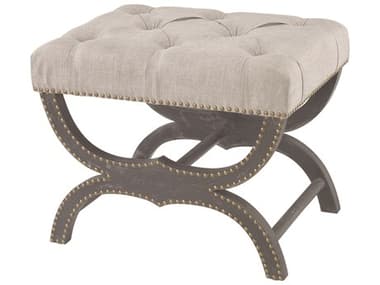 Elk Home 24" Aged Black Grey Linen Fabric Upholstered Accent Bench EK3169029