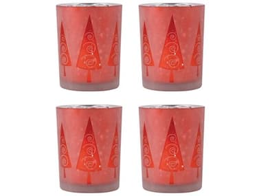 Elk Home Holiday Red Modern Pillar Holders Set of 4 EK394577S4