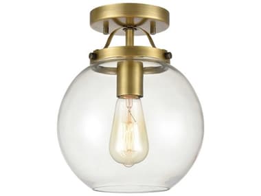 Elk Home Bernice 9" 1-Light Brushed Antique Brass Glass Globe Semi Flush Mount EK471841