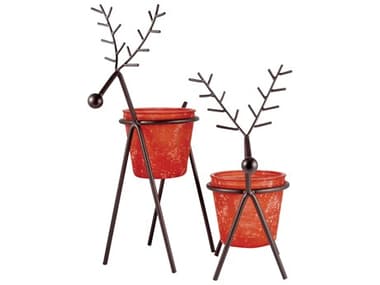 Elk Home Holiday Red Rustic Reindeer Lighting - Large Set of 2 EK519192