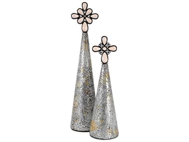 Elk Home Holiday Black Champagne Silver Montage Christmas Trees Silver Set of 2 EK519208