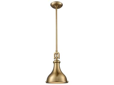 Elk Home Rutherford 9" 1-Light Satin Brass Glass Bell Linear Mini Pendant EK570701