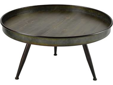 Elk Home Chamberlin Round Wood Gray Brown Coffee Table EK611735