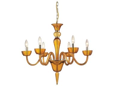 Elk Home Vidriana 6-Light Polished Chrome Orange Candelabra Chandelier EK62126