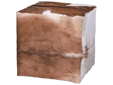 Elk Home 18" Goat Hide Brown Fabric Upholstered Ottoman EK6517516