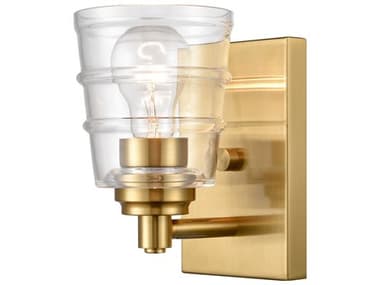 Elk Home Pulsate 7" Tall 1-Light Satin Brass Glass Wall Sconce EK679701