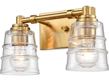 Elk Home Pulsate 13" Wide 2-Light Satin Brass Glass Vanity Light EK679712