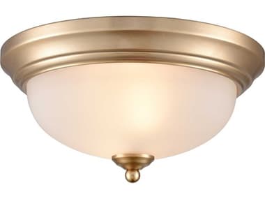 Elk Home Basics 11" 2-Light Satin Gold Glass Bowl Flush Mount EK7002FM50