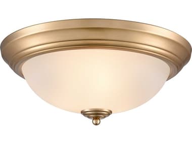Elk Home Basics 15" 3-Light Satin Gold Glass Bowl Flush Mount EK7013FM50