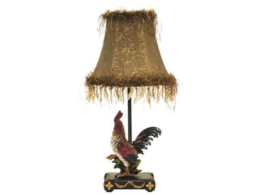 Elk Home Petite Rooster Multi Dark Gold Faux Silk Softback Brown Table Lamp EK7208