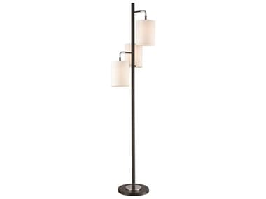 Elk Home Uprising Black Chrome White Linens Glass Floor Lamp EK77101