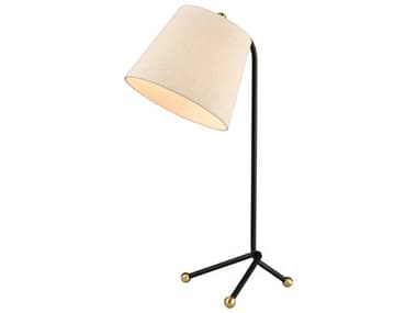 Elk Home Pine Plains Black Antique Brass Sand Linen Hardback Desk Lamp EK77205