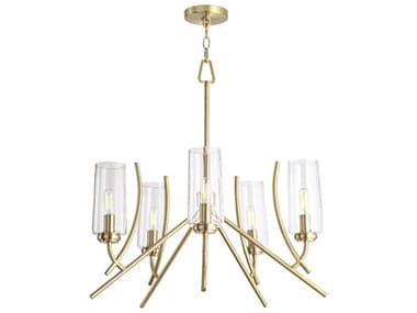 Elk Home Tulip 23" Wide 5-Light Satin Brass Cylinder Chandelier EK8154SBCL