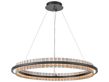 Elk Home Matte Black Sunbleached Oak Wood LED Round Pendant EK81725LED