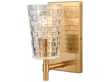 Elk Home Lightweave 9" Tall 1-Light Satin Brass Crystal Glass Wall Sconce EK821701