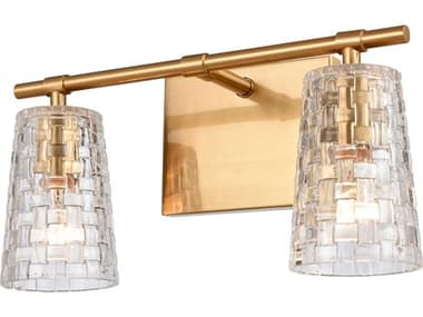 Elk Home Lightweave 15" Wide 2-Light Satin Brass Crystal Glass Vanity Light EK821712