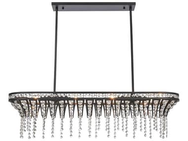 Elk Home Fantania 36" 4-Light Matte Black Crystal Glass Island Pendant EK822364