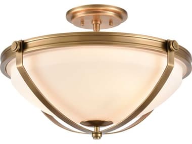 Elk Home Connelly 19" 3-Light Natural Brass Glass Bowl Semi Flush Mount EK891153
