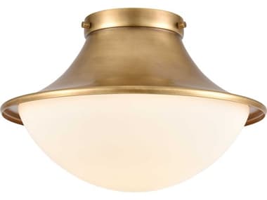 Elk Home Matterhorn Natural Brass 1-light 13'' Wide Glass Industrial Flush Mount Light EK891261