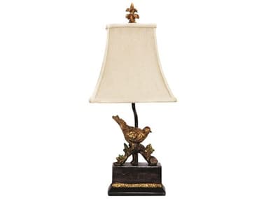 Elk Lighting Perching Robin Gold Leaf &amp; Black Table Lamp with Cream Shade EK91171