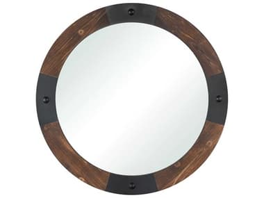 Elk Home Stilton Brown Antique Black Round Wall Mirror EK917905