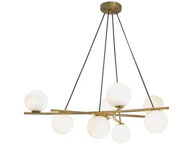 Elk Home Perch 8-Light Satin Brass Opal Globe Chandelier EK9680SBOP