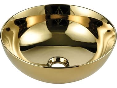 Elk Home Vitreous China Polished Gold Round Vessel Sink EKCVE152RDGD