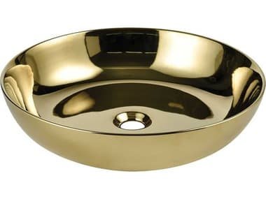 Elk Home Vitreous China Polished Gold Round Vessel Sink EKCVE187RDGD