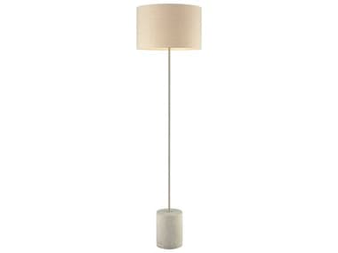 Elk Home Katwijk 64&quot; Tall Polished Concrete Nickel Off White Linen Drum Hardback Floor Lamp EKD3452