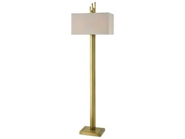 Elk Home Azimuth 69" Tall Antique Brass Oyster Faux Silk Hardback Floor Lamp EKD3939