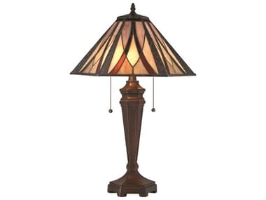 Elk Lighting Foursquare Glass Tiffany Bronze Brown Table Lamp EKD4085