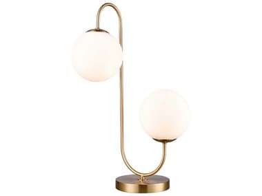 Elk Lighting Moondance Aged Brass / White Glass Table Lamp EKD4154