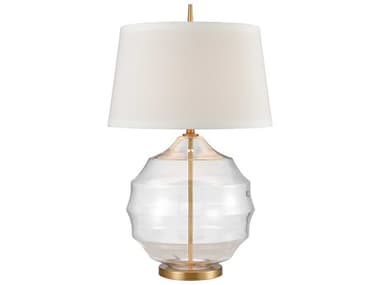 Elk Home Nest Clear Aged Brass White Linen Hardback Buffet Lamp EKD4319