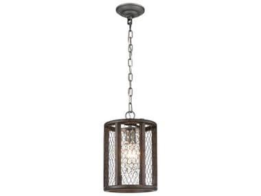 Elk Home 1-Light Weathered Zinc Aged Wood Brown Crystal Lantern Mini Pendant EKD4327