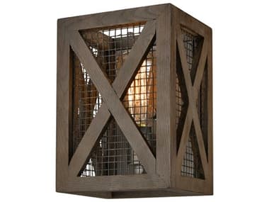 Elk Home Stockyard 1-Light Weathered Zinc Aged Wood Wall Sconce EKD4444