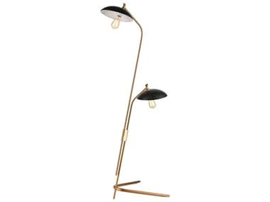 Elk Home Scarab Satin Brass Matte Black Metal Floor Lamp EKD4653