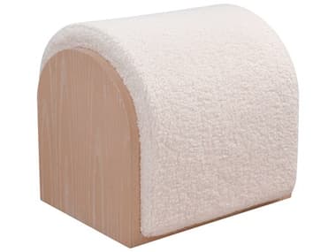 Elk Home 20" Light Oak White Fabric Upholstered Accent Stool EKH001510816